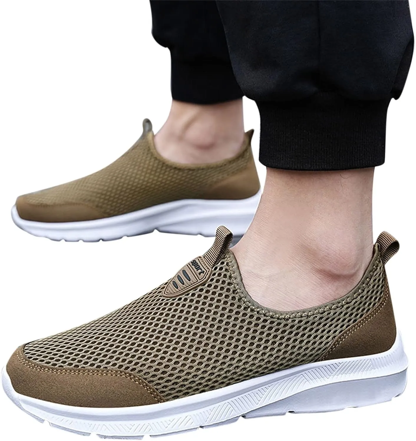 Men's Mesh Sneakers Mens Slip On Sneakers Wide Width Waterproof Shoes for Women Comfortable Dressy Slip on Loafers for Men Black Sneakers for Women