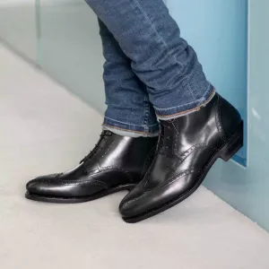 Men's Military Brogue Leather Boots Wide Plus Size 5993