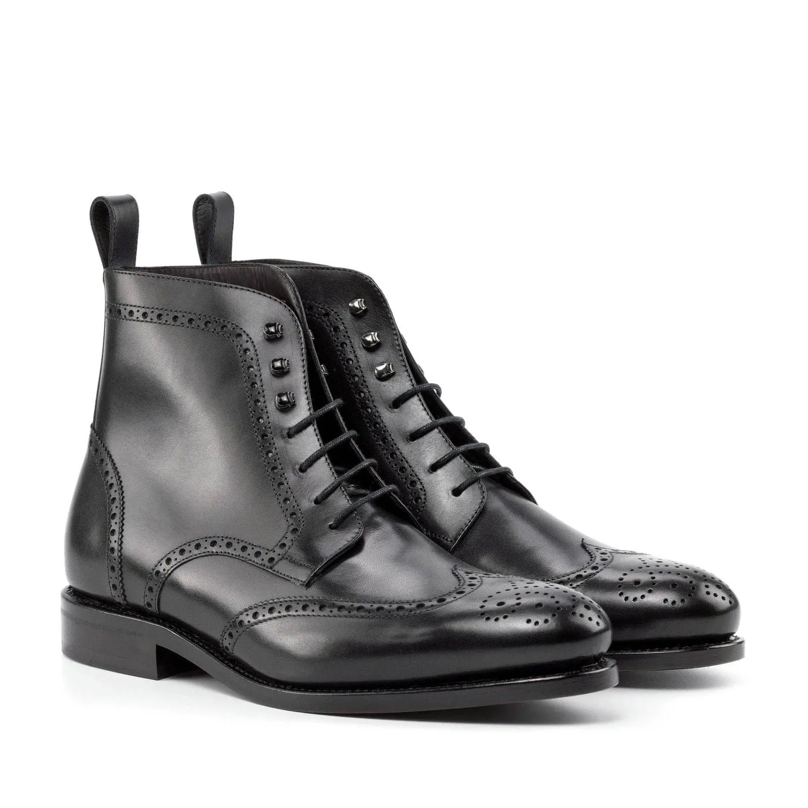 Men's Military Brogue Leather Boots Wide Plus Size 5993