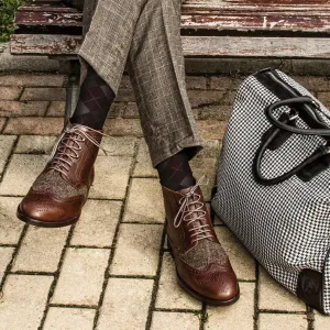 Men's Military Brogue Leather Boots Wide Plus Size Brown Dark Brown 1539