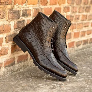 Men's Moc Leather Boots Wide Plus Size Brown Dark Brown 5301