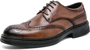 Men's Modern Business Casual Dress Shoes Classic Wingtip Lace-Up Brogues Formal Oxfords Suit Shoes
