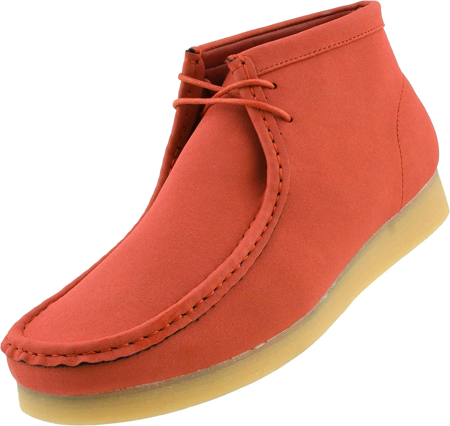 Men's Orange Lace Up High Top Suede Boots