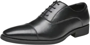 Men's Oxford Dress Classic Business Cap Toe Leather Shoes， Modern Lace Up Wingtip Genuine Leather Dress Men Shoes