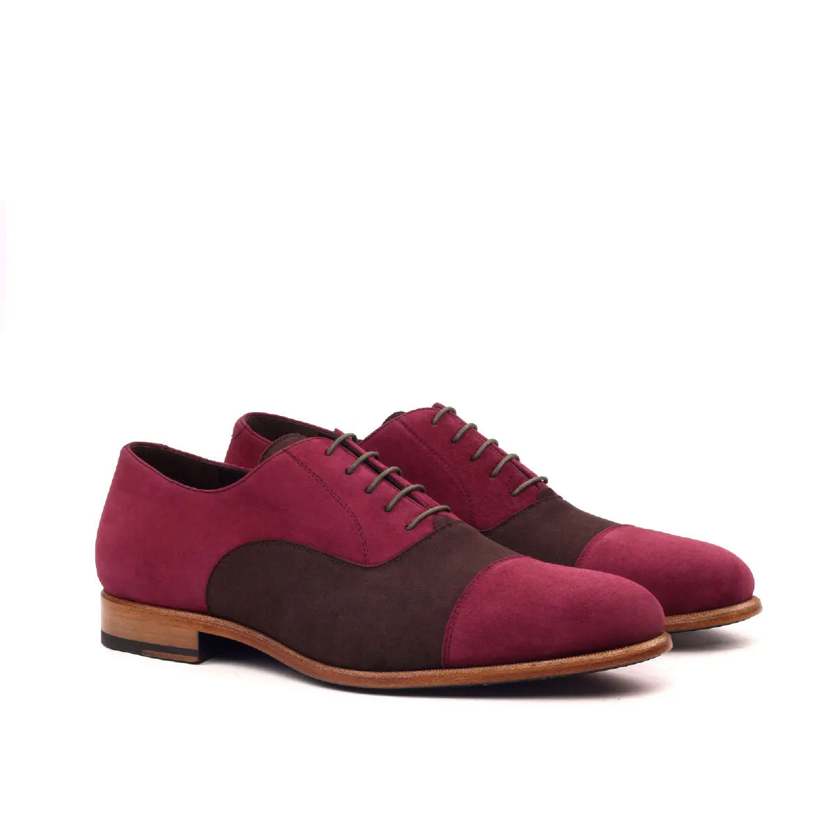 Men's Oxford Leather Shoes Wide Plus Size Burgundy Brown 2510