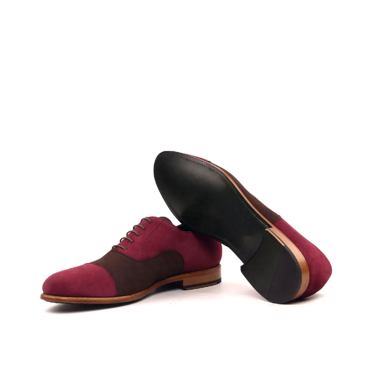 Men's Oxford Leather Shoes Wide Plus Size Burgundy Brown 2510