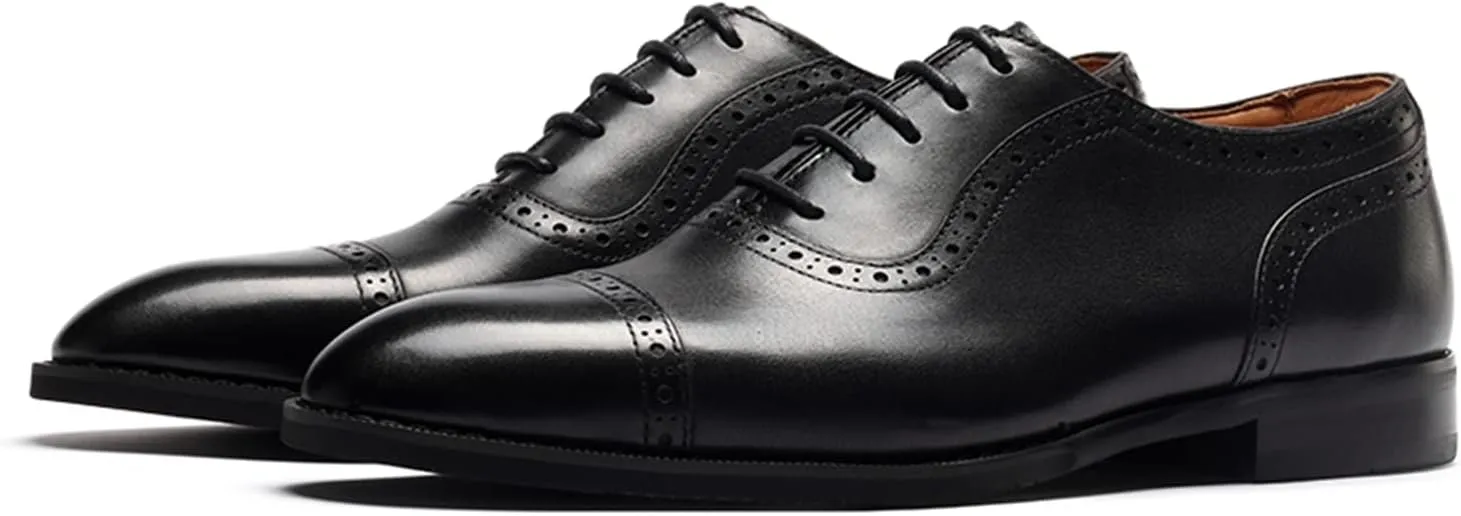 Mens Oxfords Semi Brogues Carved Calf Leather for Business,Casual