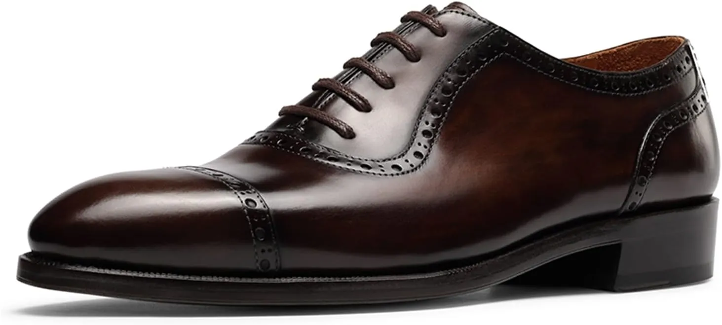 Mens Oxfords Semi Brogues Carved Calf Leather for Business,Casual
