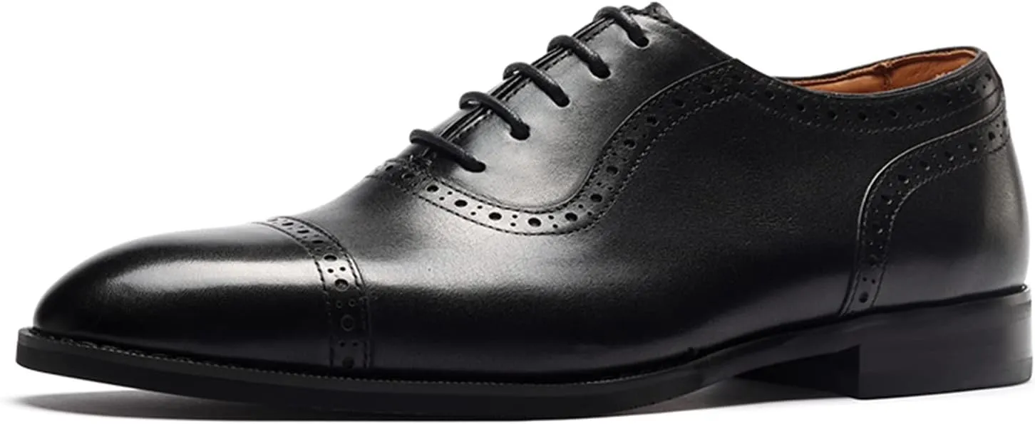 Mens Oxfords Semi Brogues Carved Calf Leather for Business,Casual
