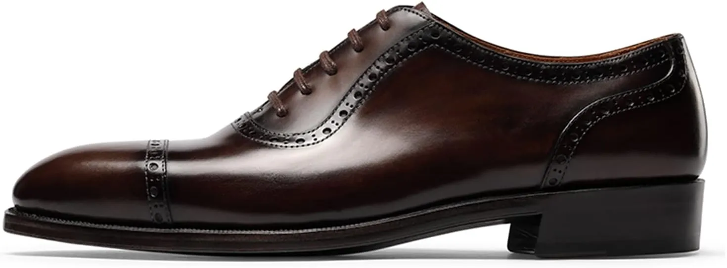Mens Oxfords Semi Brogues Carved Calf Leather for Business,Casual