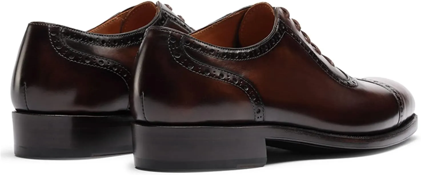 Mens Oxfords Semi Brogues Carved Calf Leather for Business,Casual