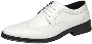 Men's Patent Leather Oxford Brogues -Formal Pointed Lace-Up Dress Shoes for Business & Tuxedo