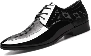 Men's Patent Leather Oxford Formal Business Shoes Classic Lace-up Comfortable Suit Tuxedo Dress Shoes