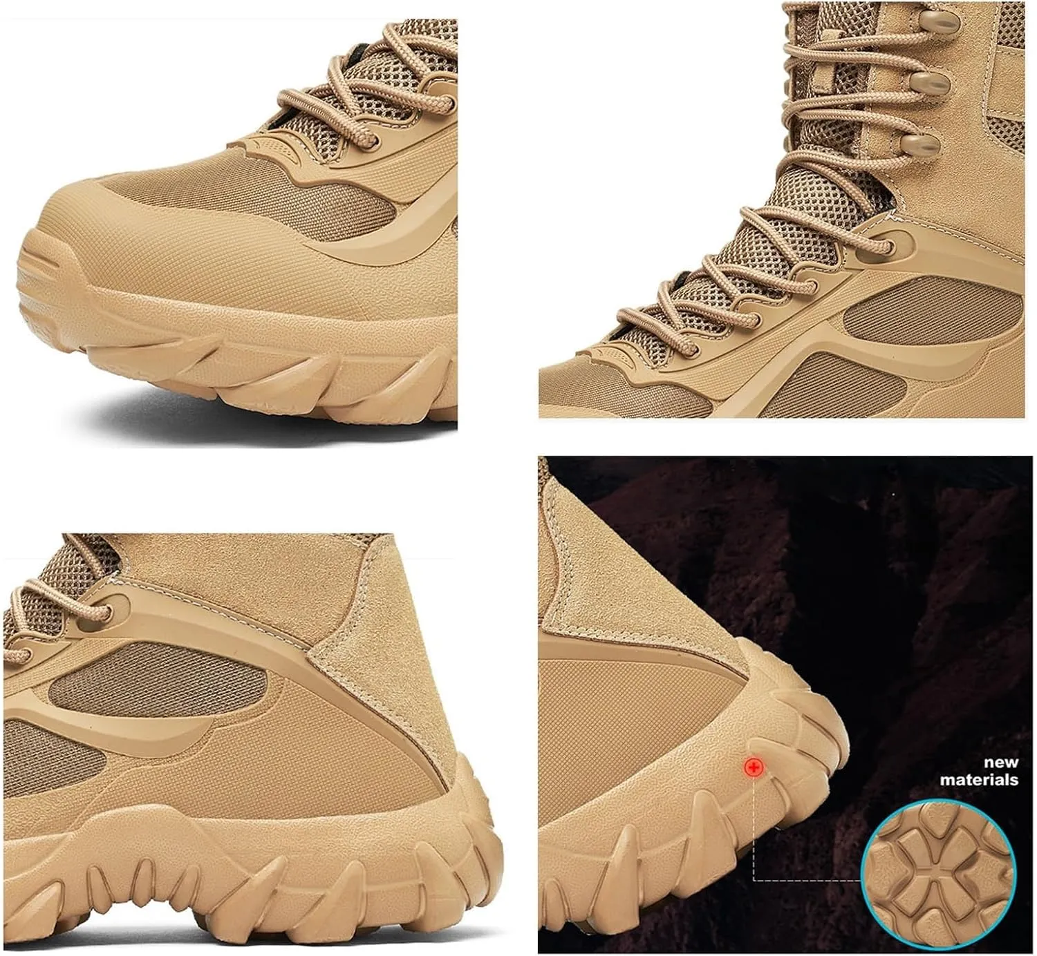 Men's Plus Size Side Zip Non Slip Durable Breathable Combat Boots, Resistant Combat Sneakers Shoes, Wide Toe Box Anti Kick and Anti-Collision Combat Outdoor Boot, for Hiking