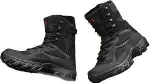 Men's Plus Size Side Zip Non Slip Durable Breathable Combat Boots, Resistant Combat Sneakers Shoes, Wide Toe Box Anti Kick and Anti-Collision Combat Outdoor Boot, for Hiking