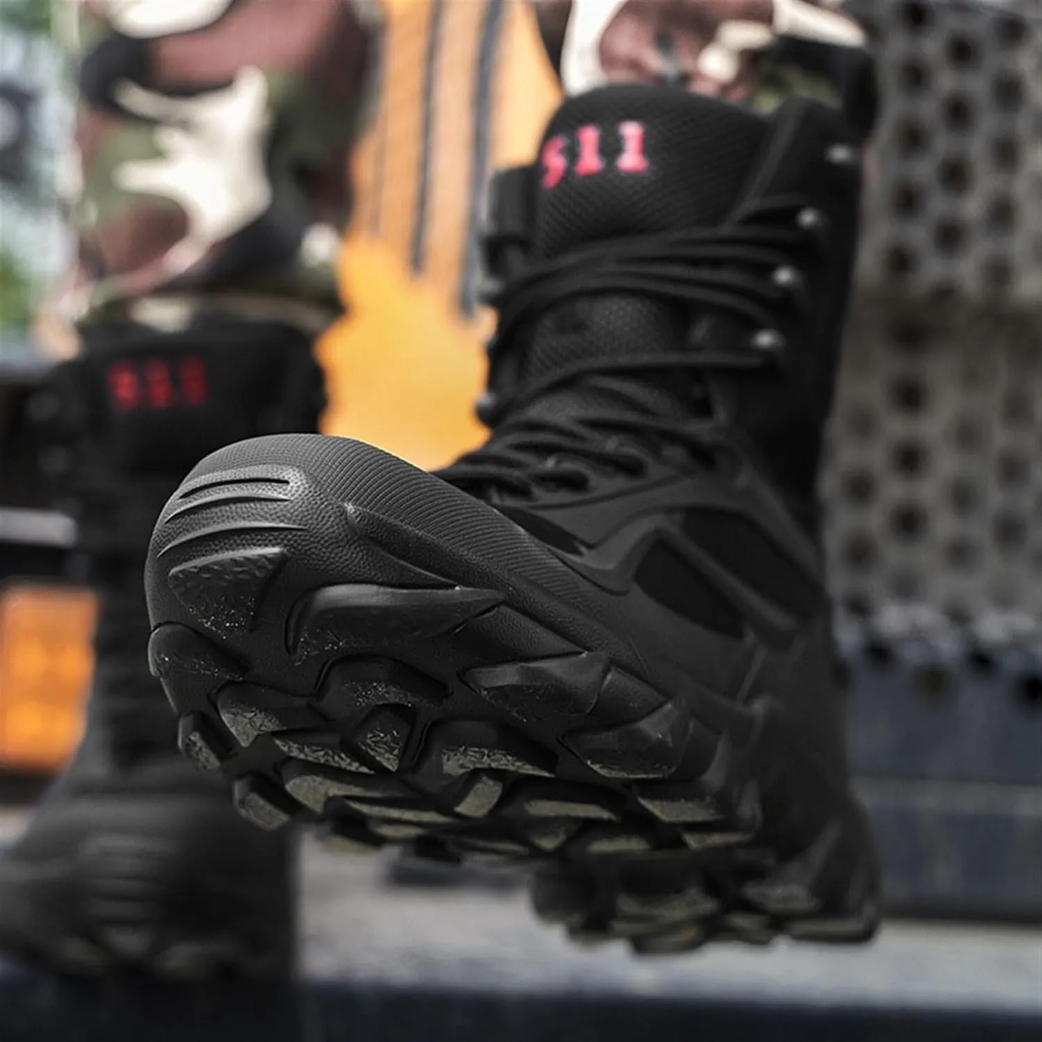 Men's Plus Size Side Zip Non Slip Durable Breathable Combat Boots, Resistant Combat Sneakers Shoes, Wide Toe Box Anti Kick and Anti-Collision Combat Outdoor Boot, for Hiking
