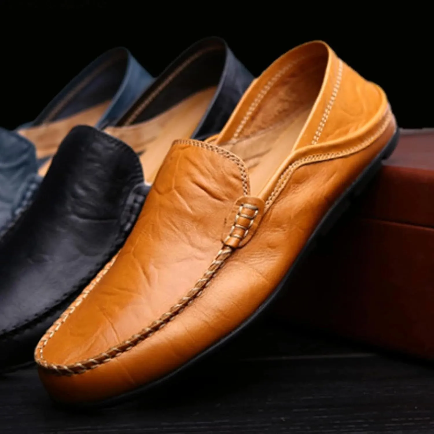 Men's PU Leather Shoes, Casual Flat Bottomed Loafers, Driving Shoes, Slip Covers, Penny Loafers, Loafers