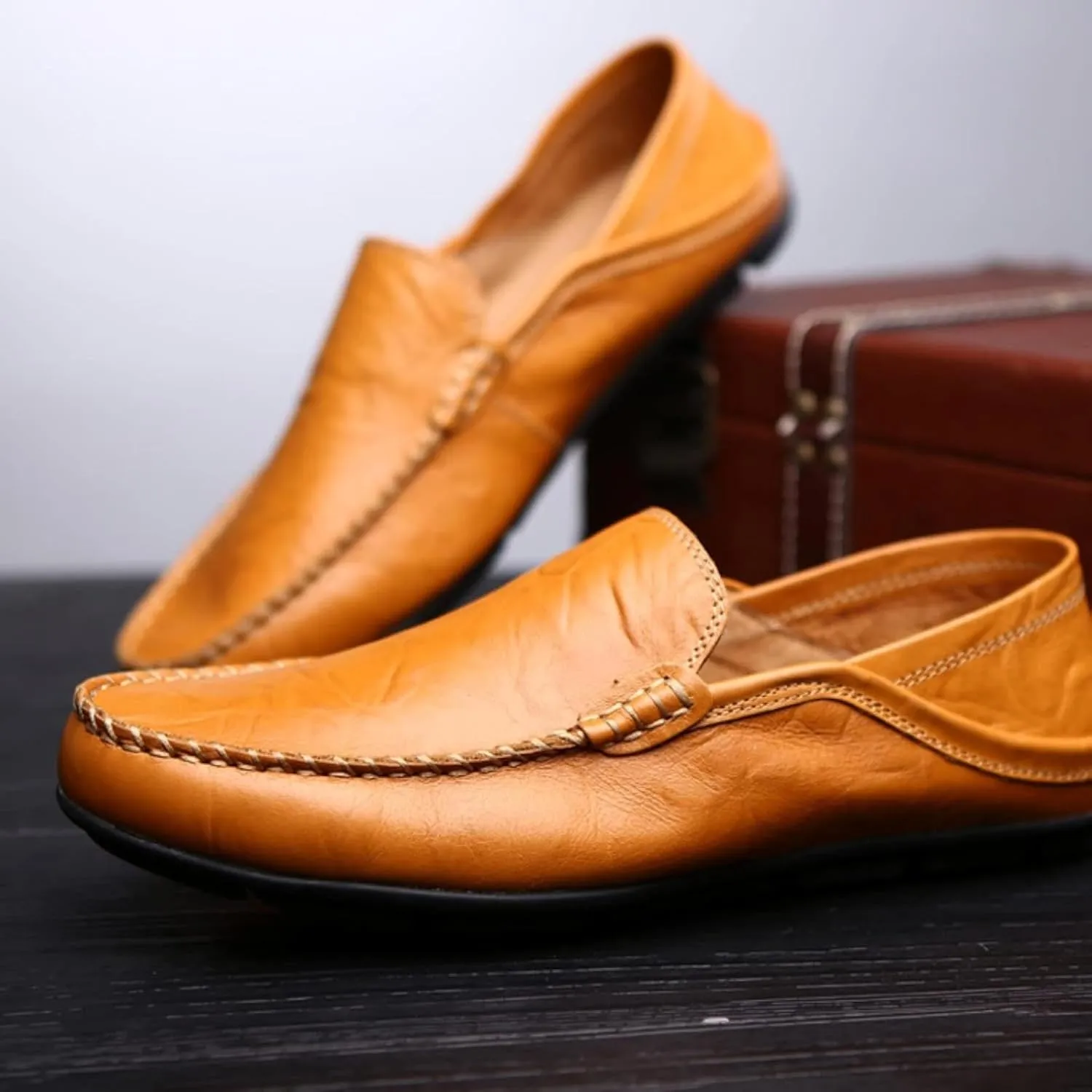 Men's PU Leather Shoes, Casual Flat Bottomed Loafers, Driving Shoes, Slip Covers, Penny Loafers, Loafers