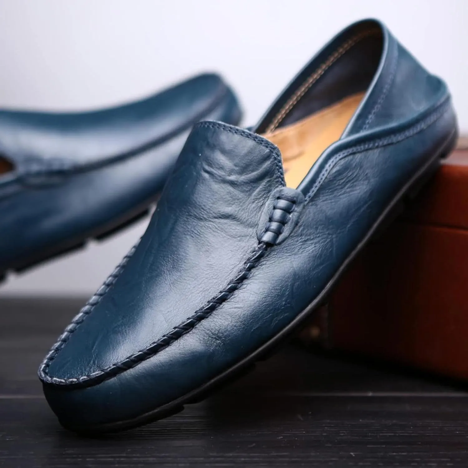 Men's PU Leather Shoes, Casual Flat Bottomed Loafers, Driving Shoes, Slip Covers, Penny Loafers, Loafers