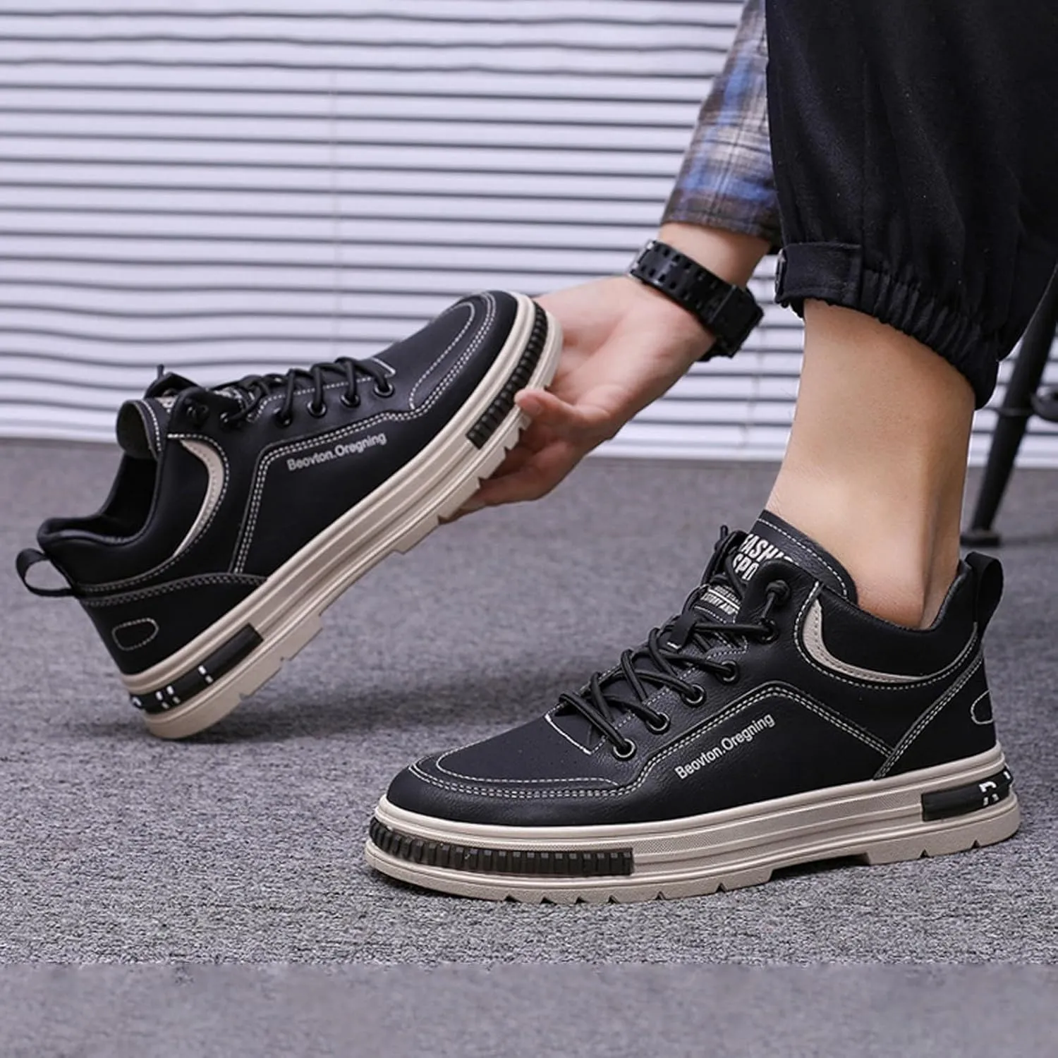 Men's Reathable Stretch Canvas Shoes Comfortable Breathable Lightweight Tennis Shoe Business Formal Dress Shoes