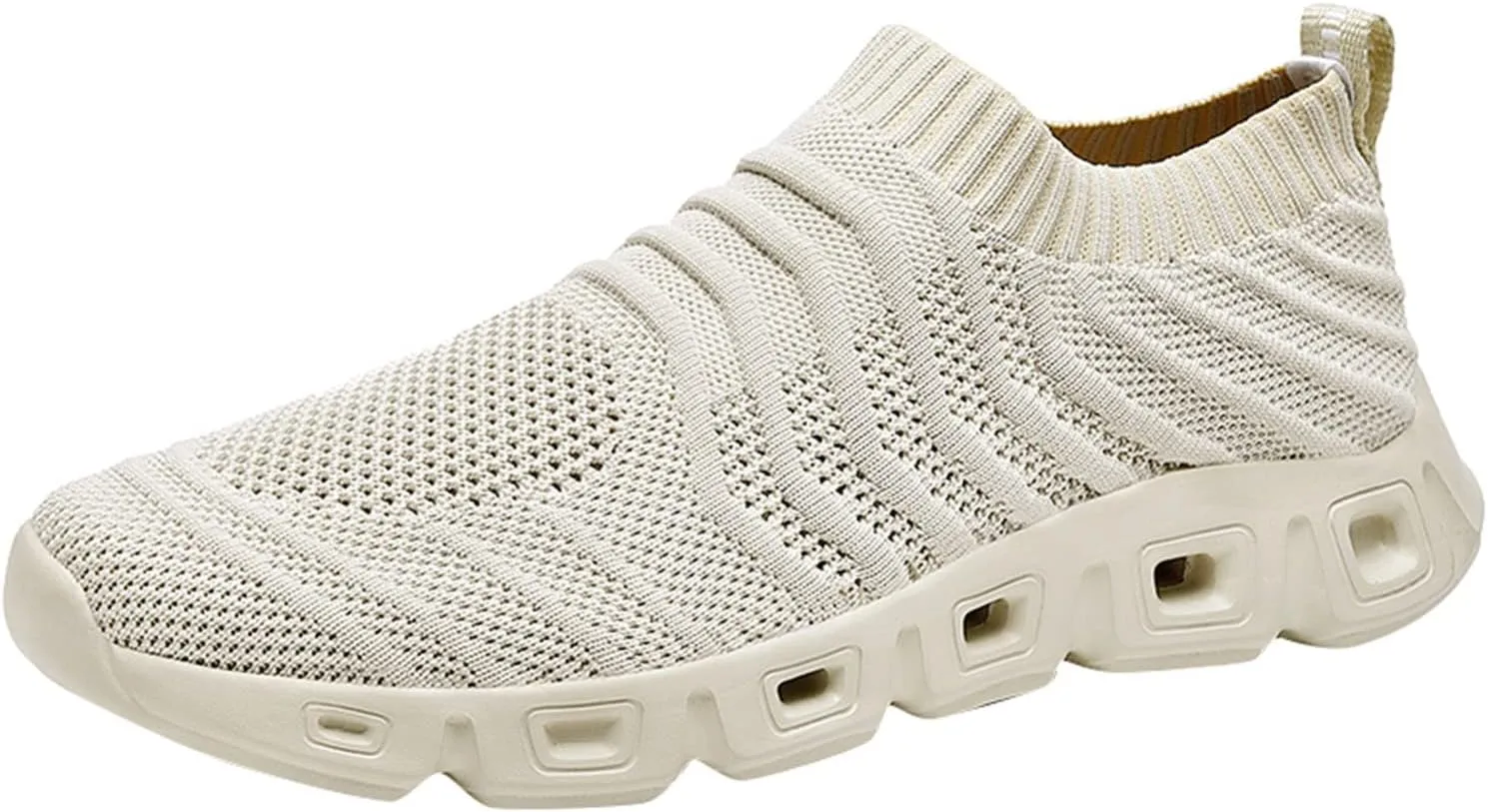 Men's Reathable Stretch Canvas Shoes Lightweight Sport Gym Jogging Walking Sneaker Soft Flat Soled Elderly Shoes