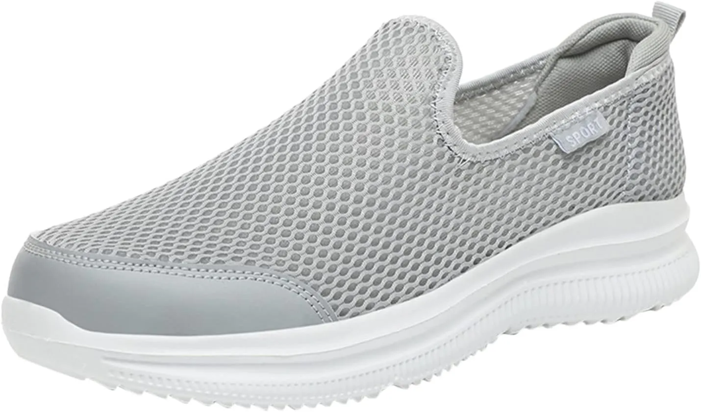 Men's Running Shoes Comfortable Lightweight Breathable Walking Sneakers Mesh Casual Slip On Sports Shoes