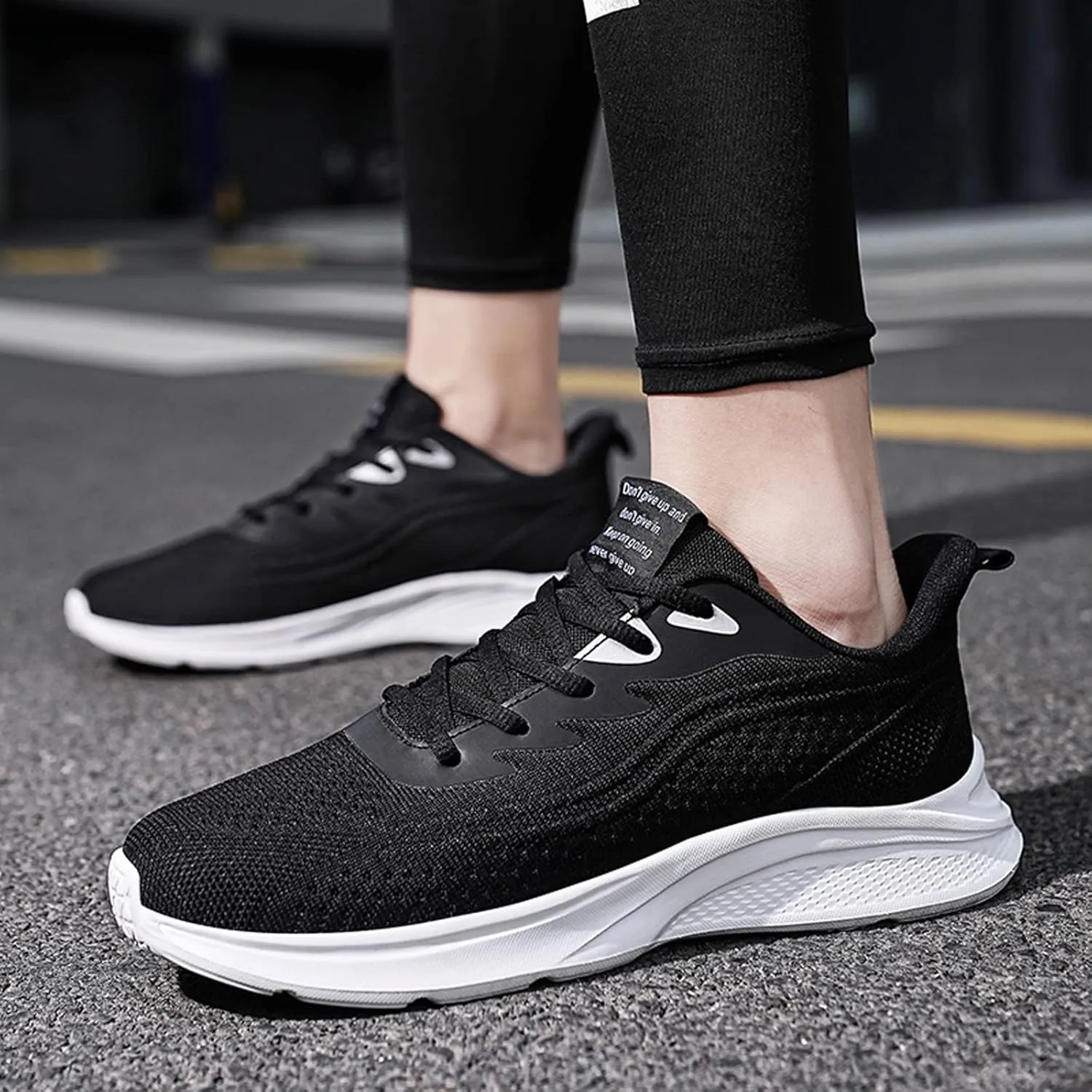 Mens Shoes Mesh Breathable Lace Up Solid Color Casual Fashion Simple Shoes Running Shoes Leather Sneaker Men, 9 Wide