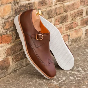 Men's Single Monk Leather Shoes Wide Brown 3616