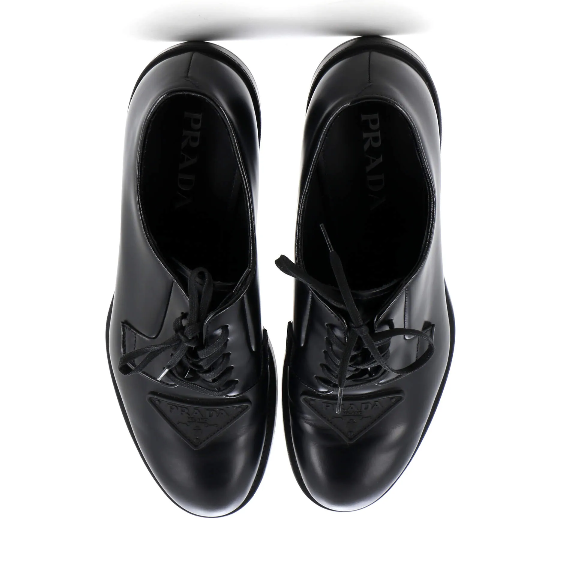Men's Triangle Logo Derby Shoes Spazzolato Leather