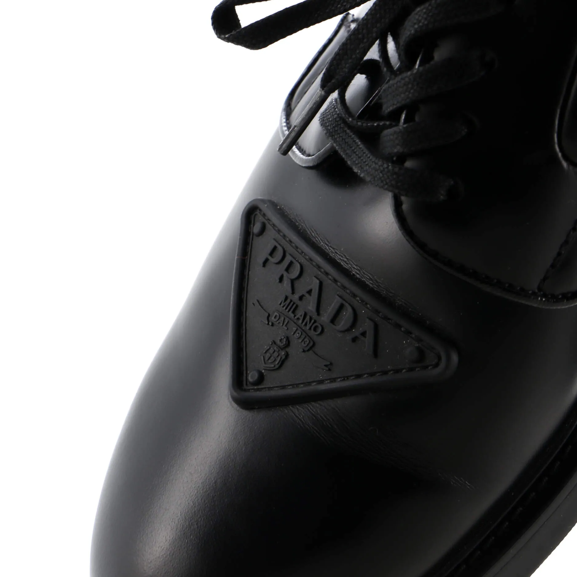Men's Triangle Logo Derby Shoes Spazzolato Leather