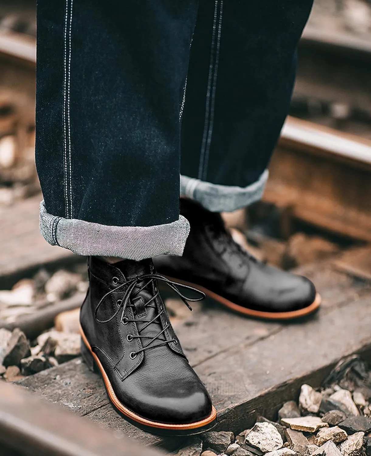 Men's Vintage Lace-Up Chelsea Boots,Anti-Slip Lace-Up Combat BootsFashion Casual Comfortable Boots.