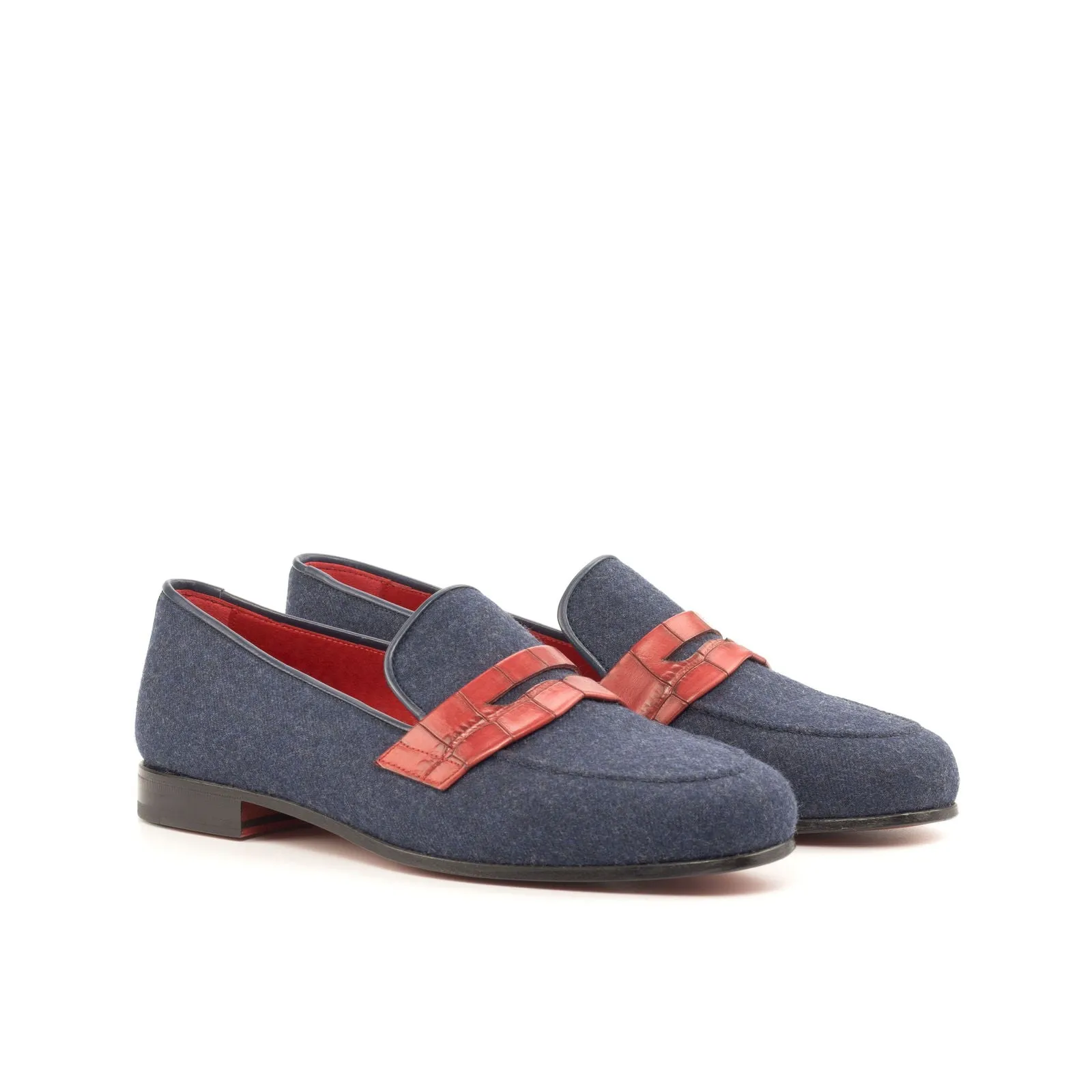 Men's Wellington Leather Slippers Wide Plus Size Blue Red 4800