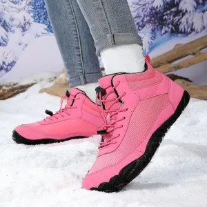 Mens Winter Snow Boots Barefoot Shoes No Slip Wide Toe Box Minimalist Waterproof Shoe Trail Running Hiking Boots Sneakers Outdoor Lace Up Warm Comfortable Mid Calf Booties Hiking Shoes