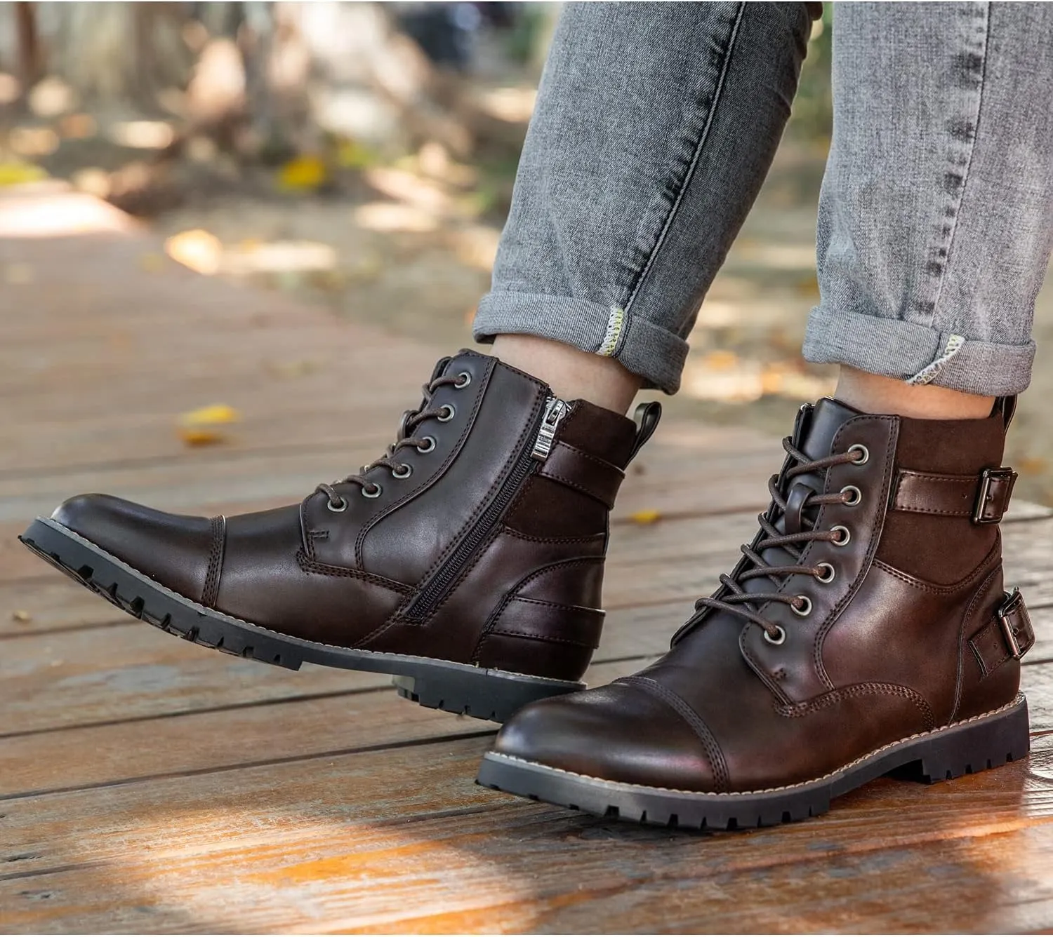 Metrocharm MC306 Mens Casual Work Lace Up Classic Motorcycle Combat Boots
