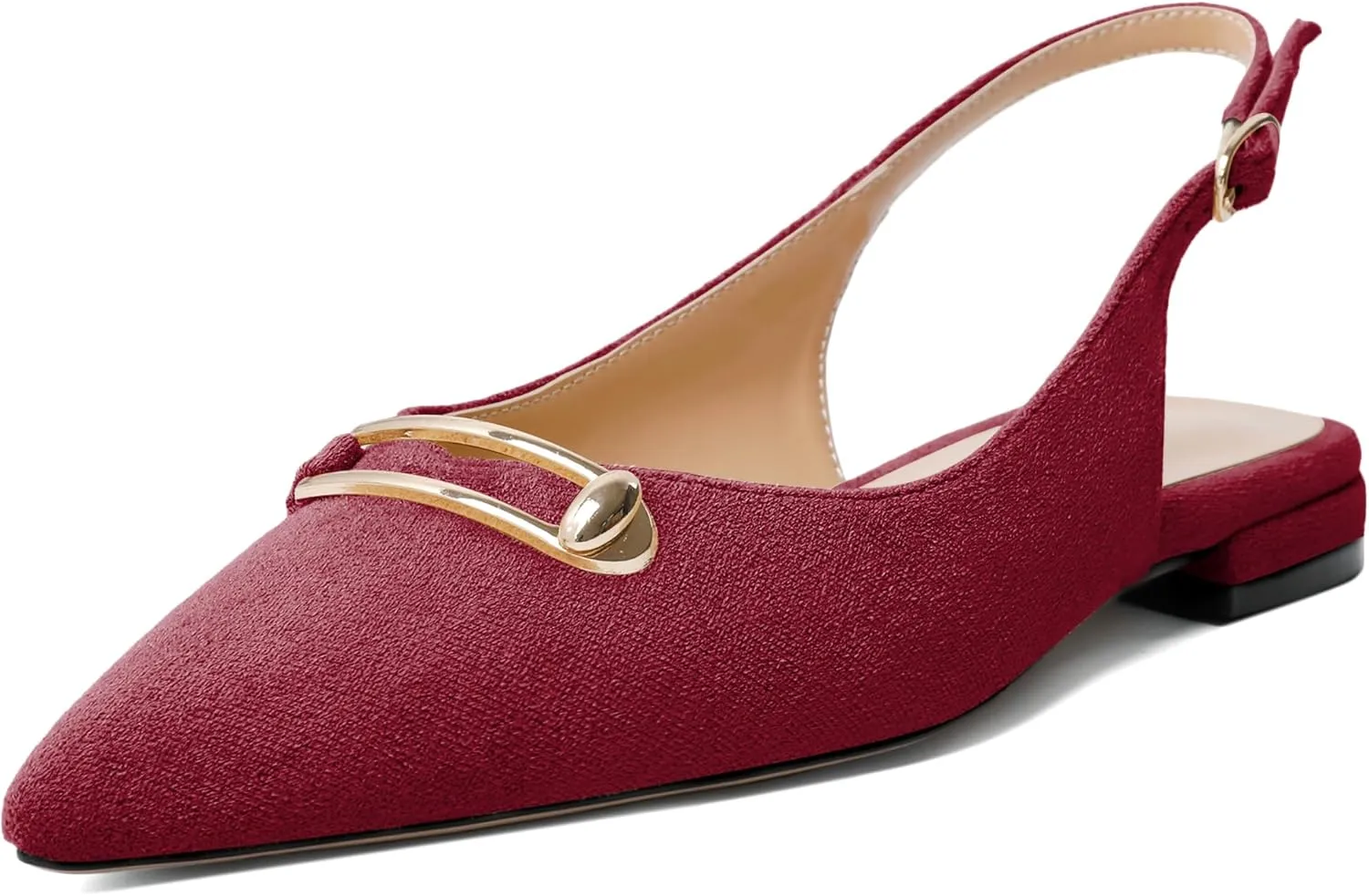 Mettesally Women's Flats Closed Pointed Toe Slingback Heels Comfortable Ballet Flat Low Heel Pumps Dress Shoes for Wedding Party Office