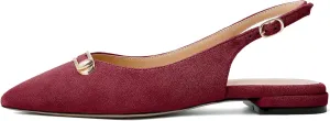 Mettesally Women's Flats Closed Pointed Toe Slingback Heels Comfortable Ballet Flat Low Heel Pumps Dress Shoes for Wedding Party Office