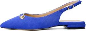 Mettesally Women's Flats Closed Pointed Toe Slingback Heels Comfortable Ballet Flat Low Heel Pumps Dress Shoes for Wedding Party Office