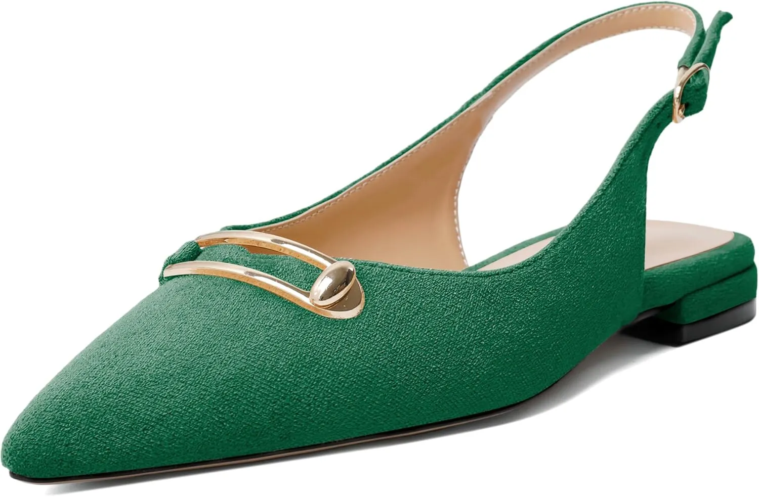Mettesally Women's Flats Closed Pointed Toe Slingback Heels Comfortable Ballet Flat Low Heel Pumps Dress Shoes for Wedding Party Office