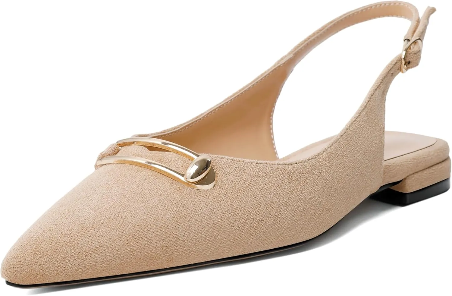 Mettesally Women's Flats Closed Pointed Toe Slingback Heels Comfortable Ballet Flat Low Heel Pumps Dress Shoes for Wedding Party Office