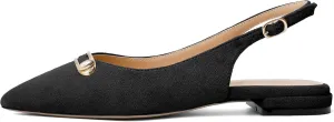 Mettesally Women's Flats Closed Pointed Toe Slingback Heels Comfortable Ballet Flat Low Heel Pumps Dress Shoes for Wedding Party Office