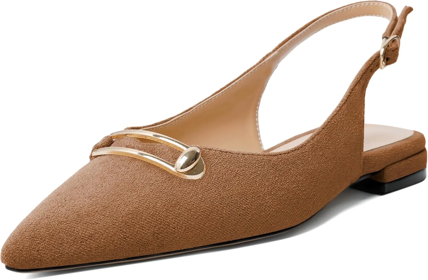 Mettesally Women's Flats Closed Pointed Toe Slingback Heels Comfortable Ballet Flat Low Heel Pumps Dress Shoes for Wedding Party Office