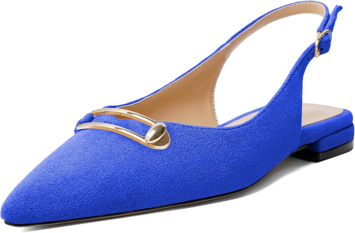 Mettesally Women's Flats Closed Pointed Toe Slingback Heels Comfortable Ballet Flat Low Heel Pumps Dress Shoes for Wedding Party Office