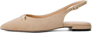 Mettesally Women's Flats Closed Pointed Toe Slingback Heels Comfortable Ballet Flat Low Heel Pumps Dress Shoes for Wedding Party Office