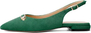 Mettesally Women's Flats Closed Pointed Toe Slingback Heels Comfortable Ballet Flat Low Heel Pumps Dress Shoes for Wedding Party Office