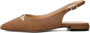 Mettesally Women's Flats Closed Pointed Toe Slingback Heels Comfortable Ballet Flat Low Heel Pumps Dress Shoes for Wedding Party Office