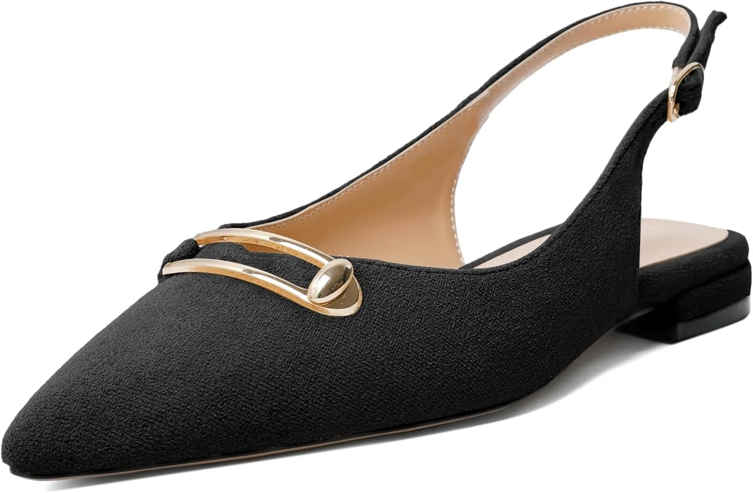 Mettesally Women's Flats Closed Pointed Toe Slingback Heels Comfortable Ballet Flat Low Heel Pumps Dress Shoes for Wedding Party Office