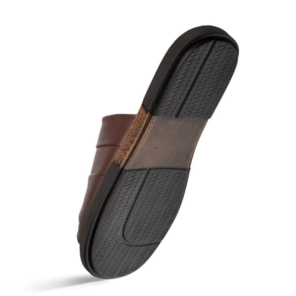 Mezlan R20672 Men's Shoes Brown Nappa Leather Slide Sandals (MZ3581)