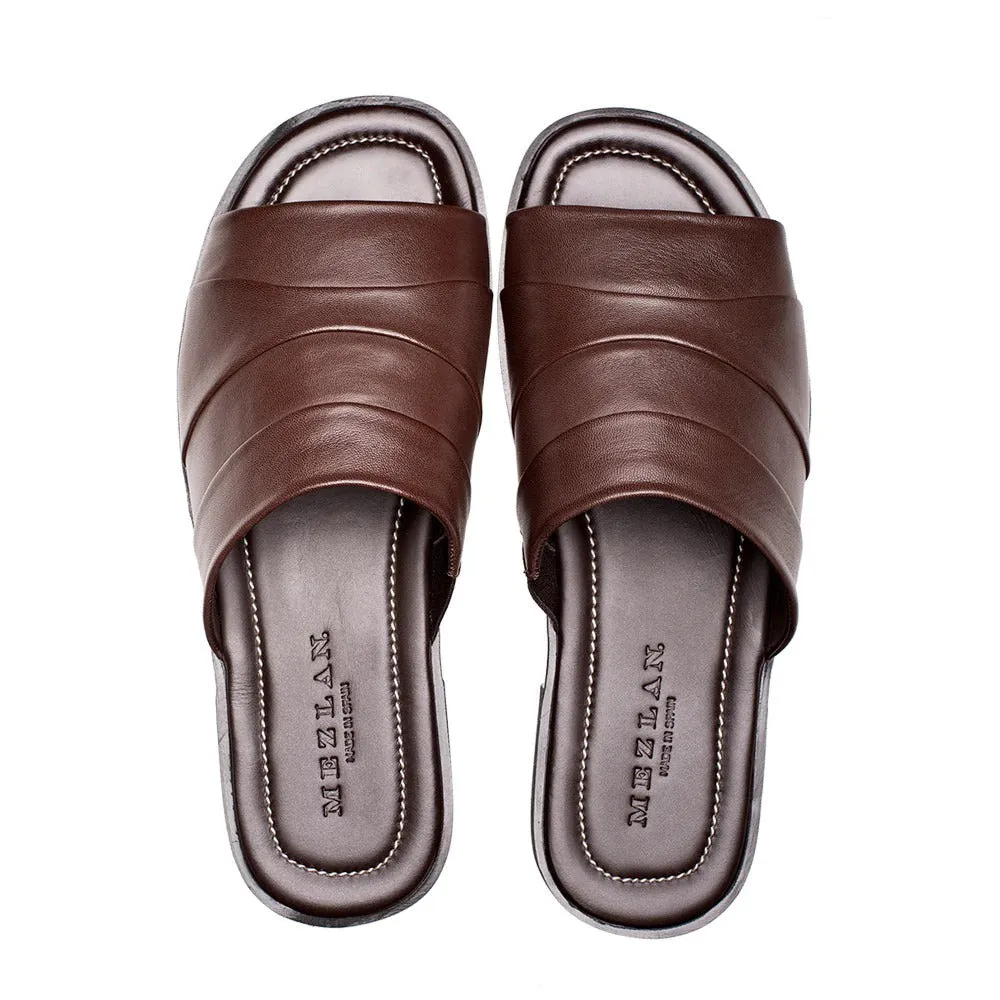 Mezlan R20672 Men's Shoes Brown Nappa Leather Slide Sandals (MZ3581)
