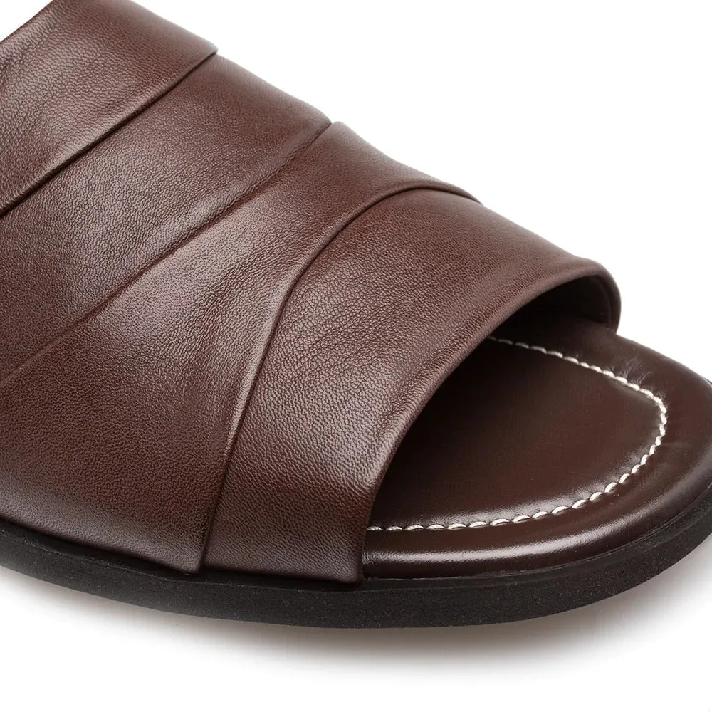 Mezlan R20672 Men's Shoes Brown Nappa Leather Slide Sandals (MZ3581)