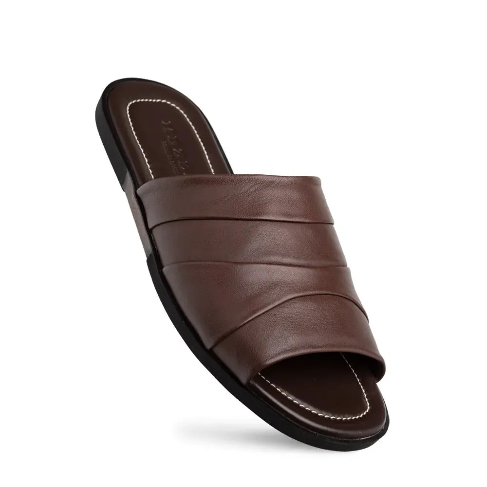 Mezlan R20672 Men's Shoes Brown Nappa Leather Slide Sandals (MZ3581)